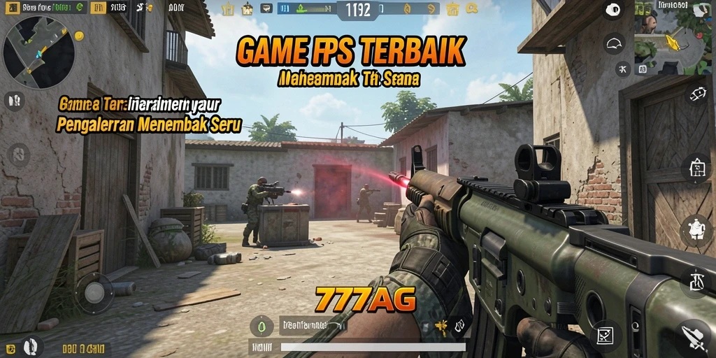 Screenshot gameplay menunjukkan aksi tembak menembak yang intens di 777AG.