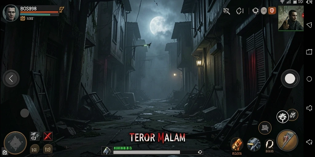 Tampilan gameplay menakutkan yang penuh ketegangan dan misteri.