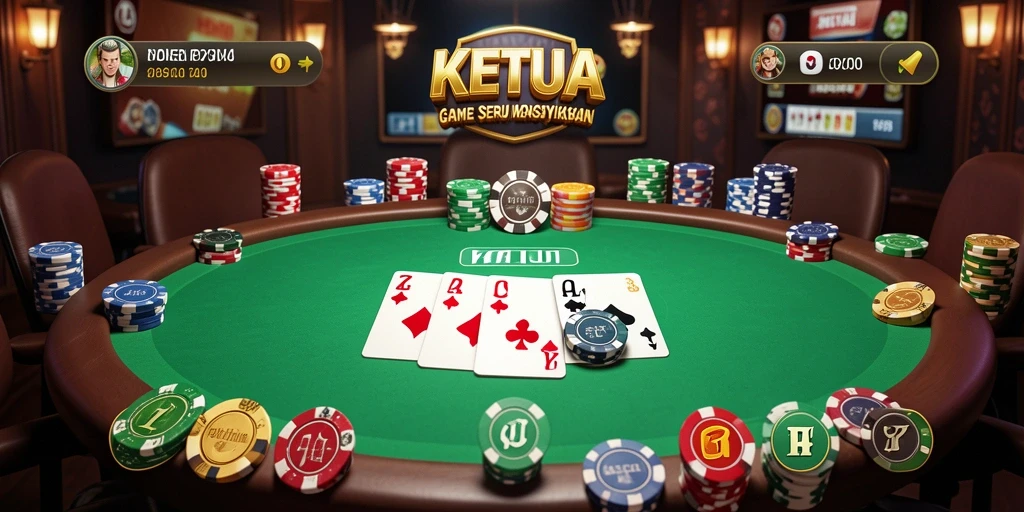 Screenshot KETUA menampilkan antarmuka menarik dan gameplay poker yang seru.