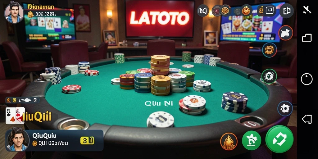 Screenshot gameplay LATOTO yang menunjukkan keseruan permainan QiuQiu.