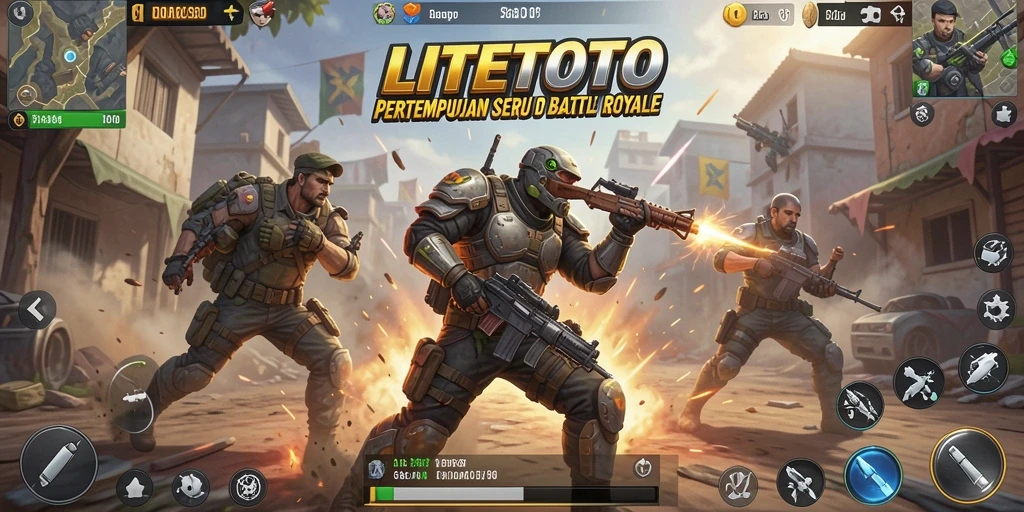Screenshot menampilkan aksi seru dengan gameplay Battle Royale di LITETOTO.