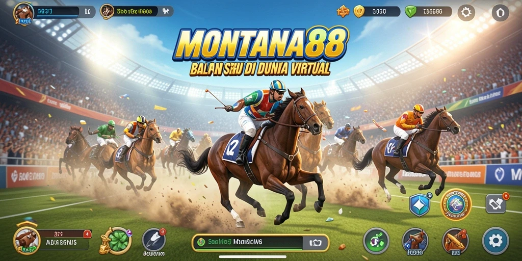 Screenshot gameplay MONTANA88 menampilkan aksi balapan seru dan kendaraan yang bertenaga.