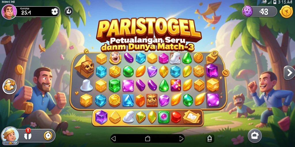 Gameplay seru PARISTOGEL dengan elemen Match-3 yang menarik.