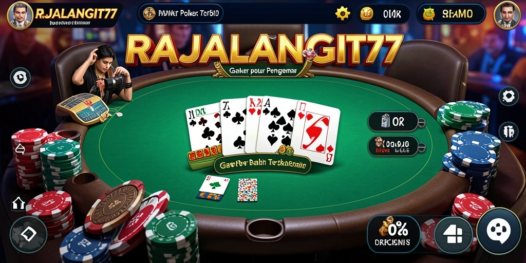Screenshot gameplay RAJALANGIT77 menunjukkan aksi seru permainan Poker.