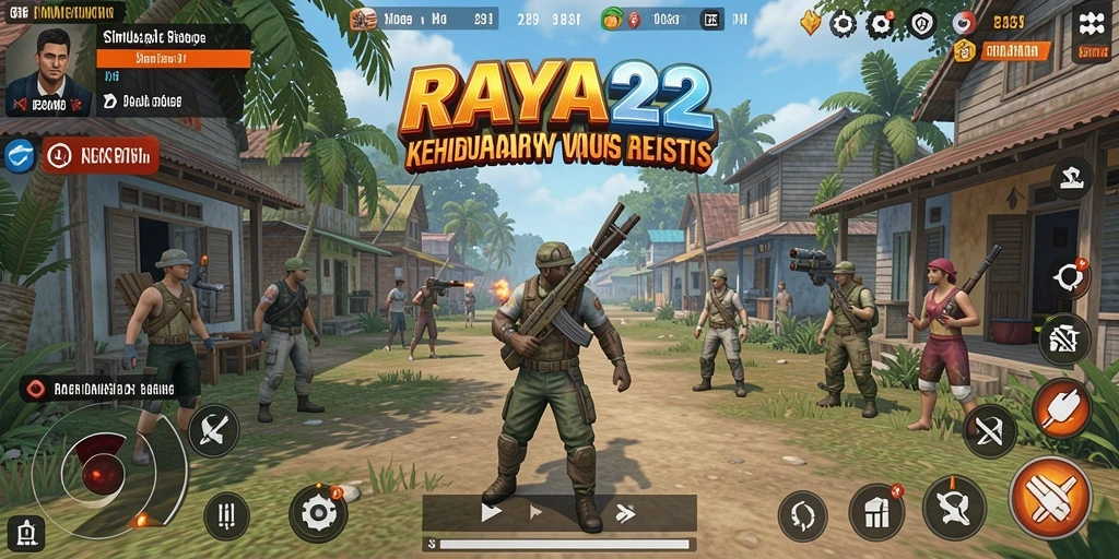Tampilan seru gameplay RAYA22 menunjukkan interaksi karakter yang dinamis.