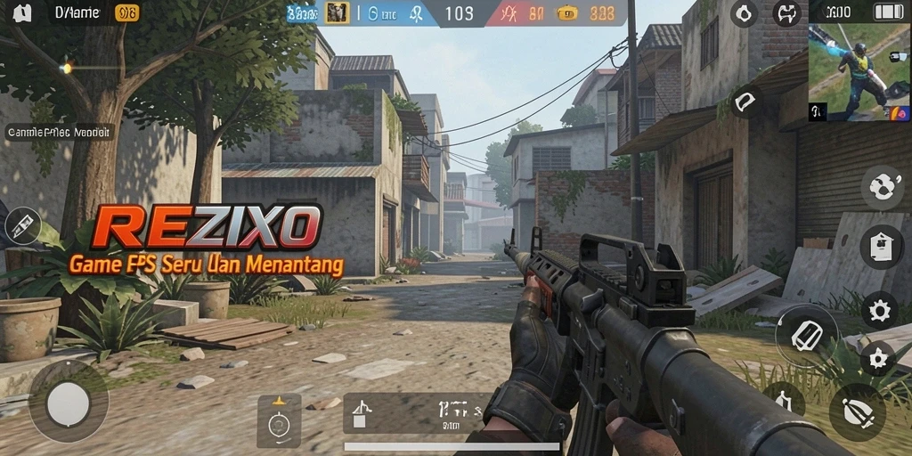 Gameplay seru dan mendebarkan di REZIXO, penuh aksi FPS.