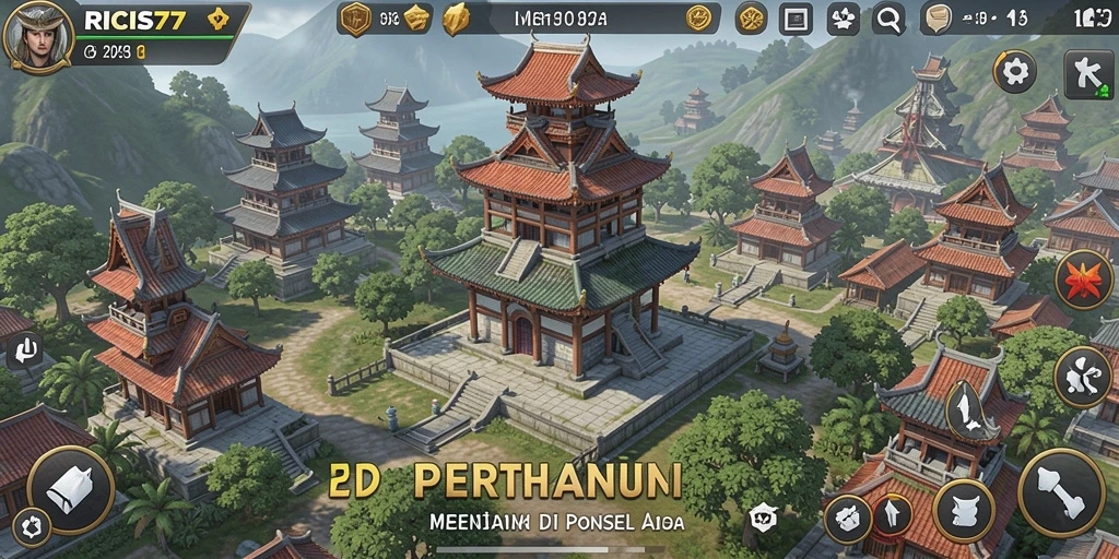 Screenshot gameplay RICIS77 menampilkan aksi menara bertahan yang seru.