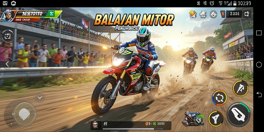 Gameplay seru SESETOTO dengan kendaraan balap motor.