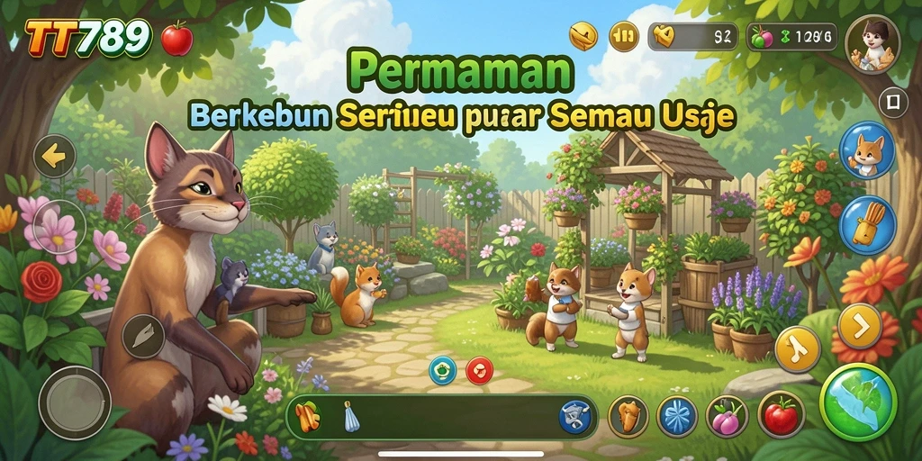 Tampilan gameplay TT789 yang menampilkan ladang penuh tanaman.